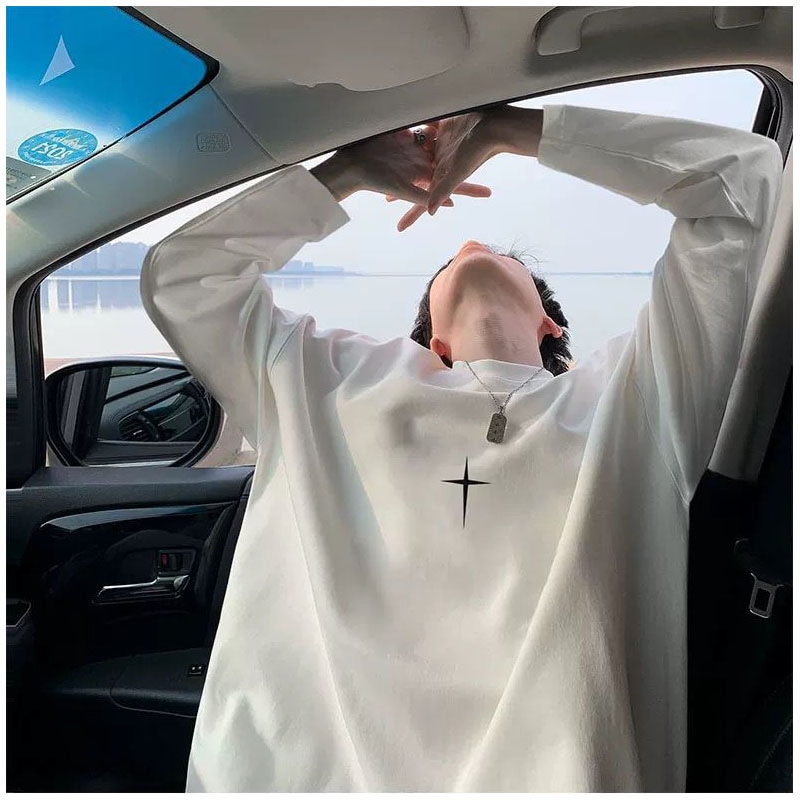 メンズ 美式 長袖Tシャツ ゆったりシルエット ストリート系 クルーネック カジュアルトップス★全2色