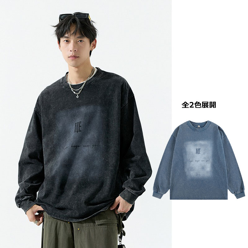 メンズ 美式ストリート風 長袖スウェットトップス M‐8XLビッグサイズ ヴィンテージウォッシュ★全2色