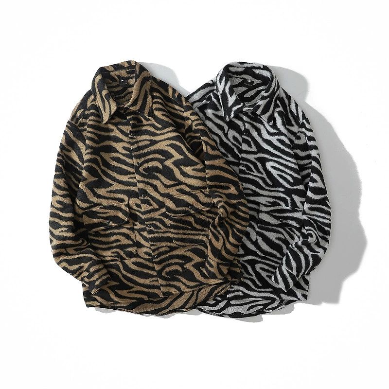 メンズ ゼブラ柄 長袖 シャツ 男女兼用 ストリート系 アウター  秋冬 2025新作★全2タイプまとめ