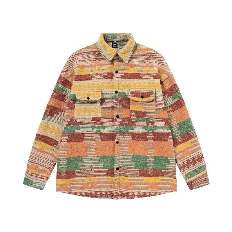 メンズ エスニック風 長袖 シャツ 男女兼用 ストリート系 アウター  秋冬 2025新作★