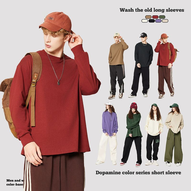 メンズファッション 無地 長袖Tシャツ 男女兼用 カジュアル トップス 春秋 2025新作★全8色