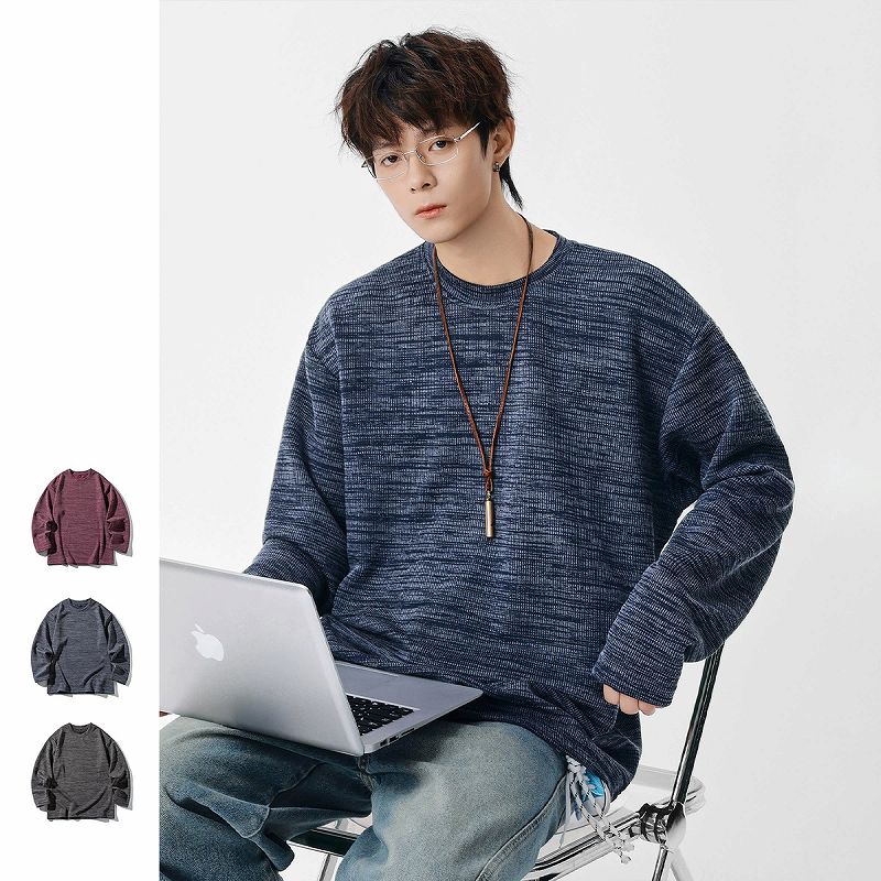 メンズラウンドネック 長袖Tシャツ 男女兼用 ストリート系 トップス 秋冬 2025新作★全3色