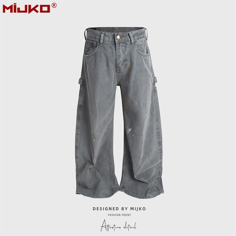 メンズ ビンテージ風 デニム パンツ 男女兼用 ストリート系 ボトムス 秋冬 2025新作★