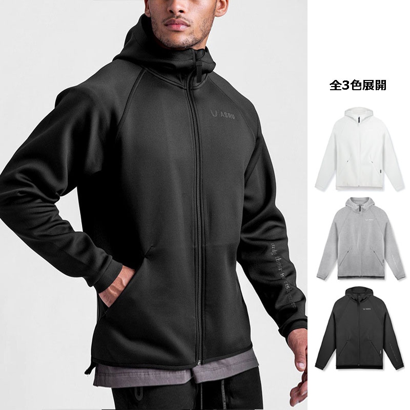 メンズ 大きいサイズ ジップアップパーカー 美式カジュアル・フード付きスウェット・アウター★全3色