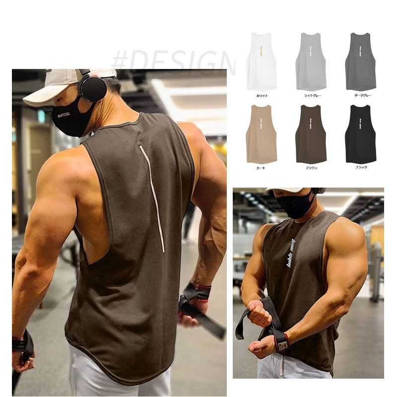 メンズ クルーネック ノースリーブタンクトップ 美式カジュアル 吸汗速乾 ジムトレーニング★全6色