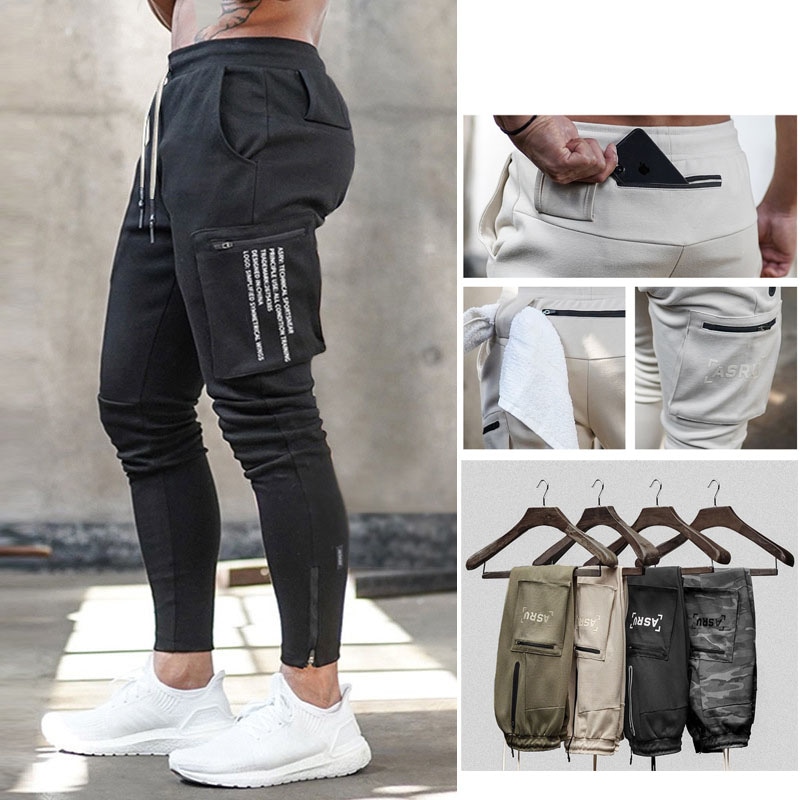 【LOGOあり】メンズ スリムフィット ジョガーパンツ 美式カジュアル 多ポケット ジップ付き★全6色