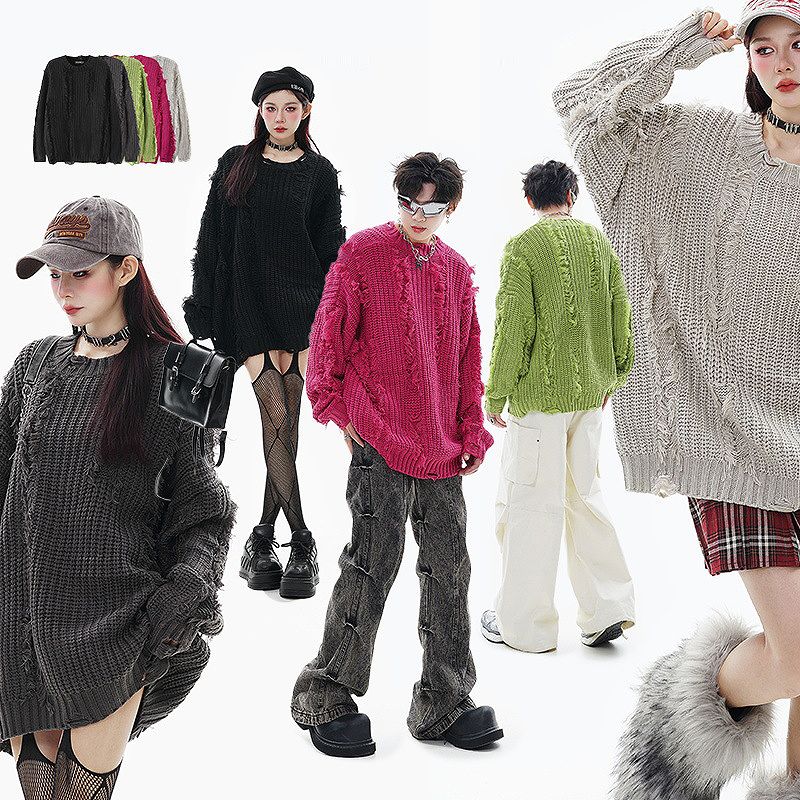 メンズファッション 長袖 ニット・セーター 男女兼用 ストリート系 トップス 秋冬 2025新作★全5色