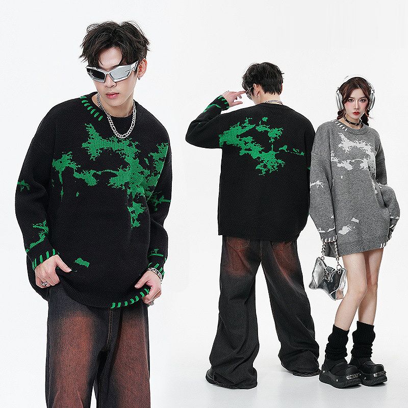 メンズ ラウンドネック 長袖 ニット・セーター 男女兼用 ストリート系 トップス 秋冬 2025新作★全2色