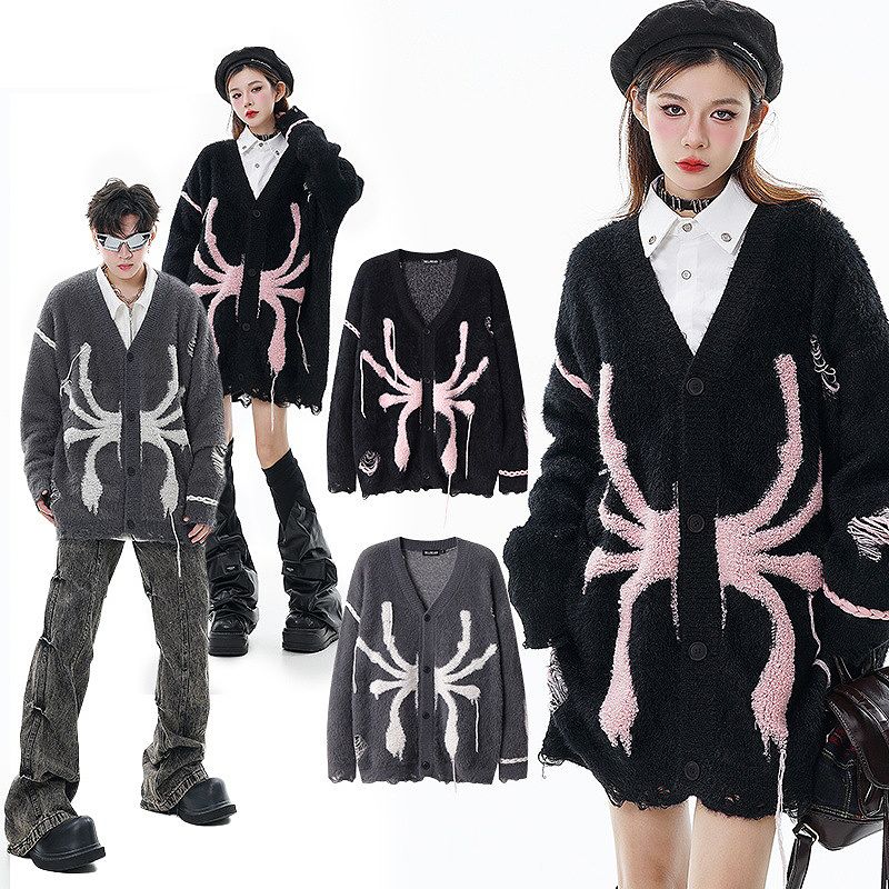 メンズファッション ニットカーディガン 男女兼用 ストリート系 アウター 秋冬 2025新作★全2色