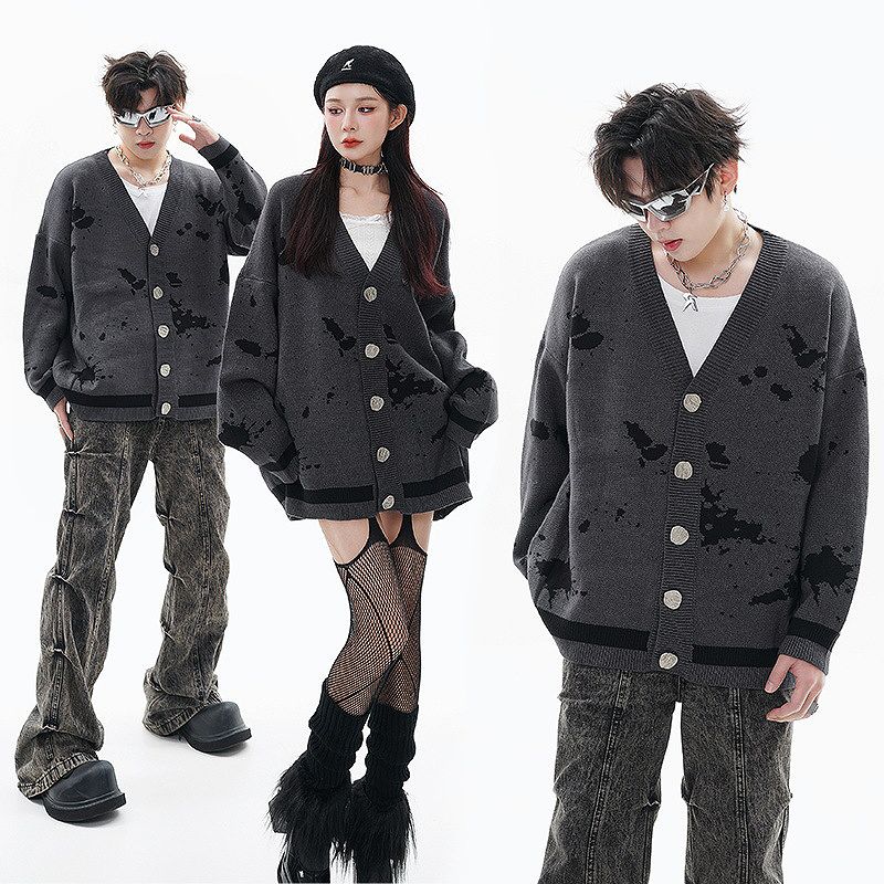 メンズファッション ニットカーディガン 男女兼用 ストリート系 アウター  秋冬 2025新作★