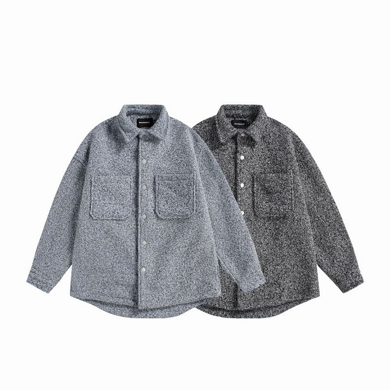 メンズファッション 羊羔ボア風 ウール 長袖 シャツ 男女兼用 カジュアル アウター  秋冬 2025新作★全2色
