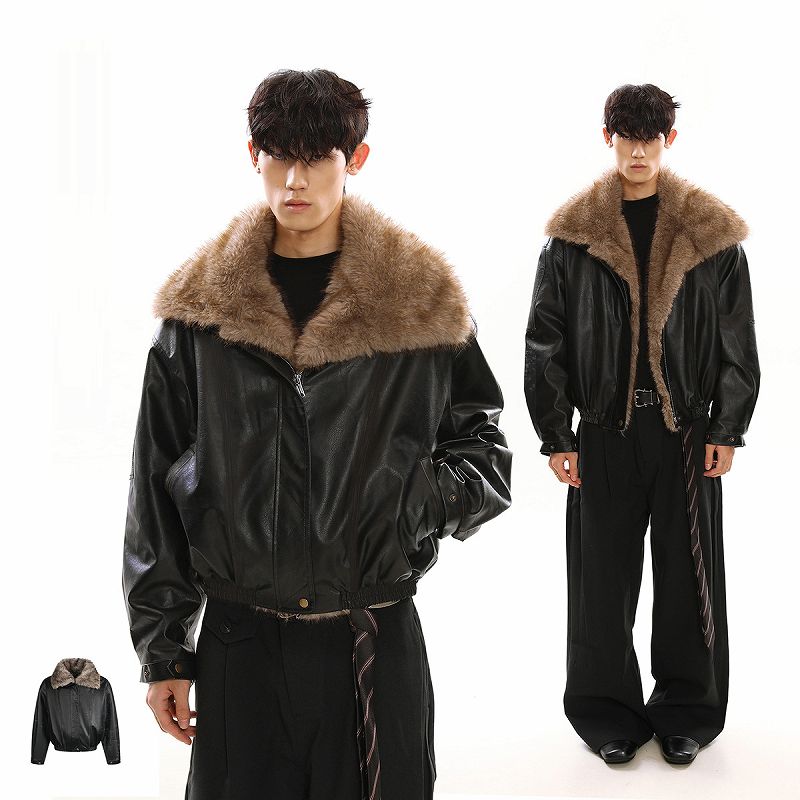 メンズファッション PU ジャケット 男女兼用 ストリート系 防寒アウター 冬 2025新作★