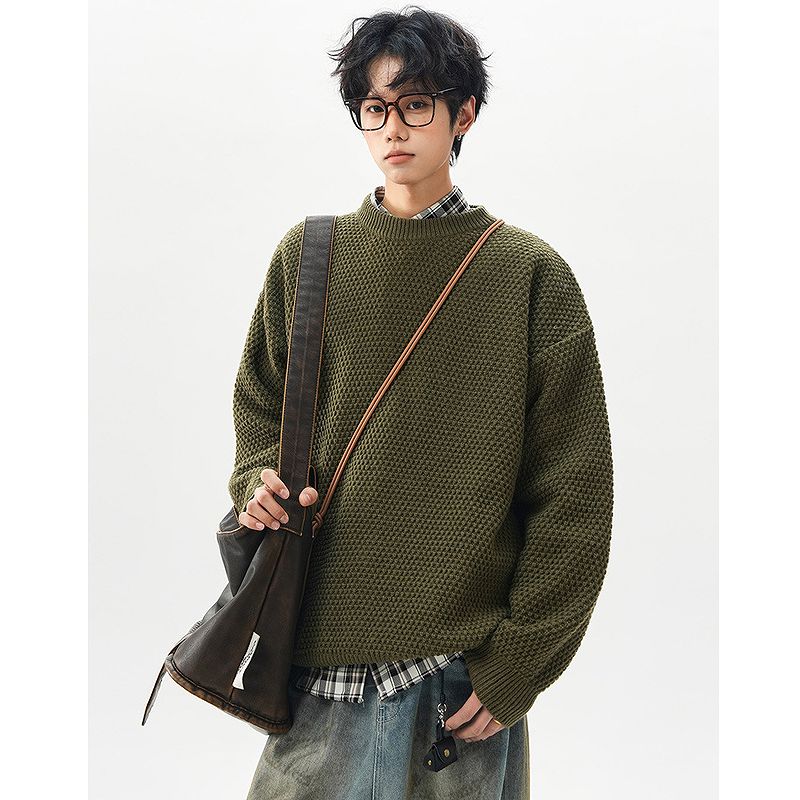 メンズ 無地 長袖 ニット・セーター 男女兼用 カジュアル トップス 秋冬 2026新作★全4色