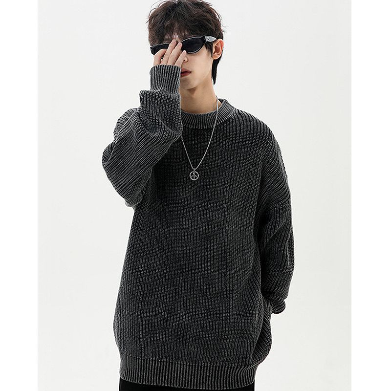 メンズ ラウンドネック 長袖 ニット・セーター 男女兼用 カジュアル トップス 秋冬 2026新作★全3色