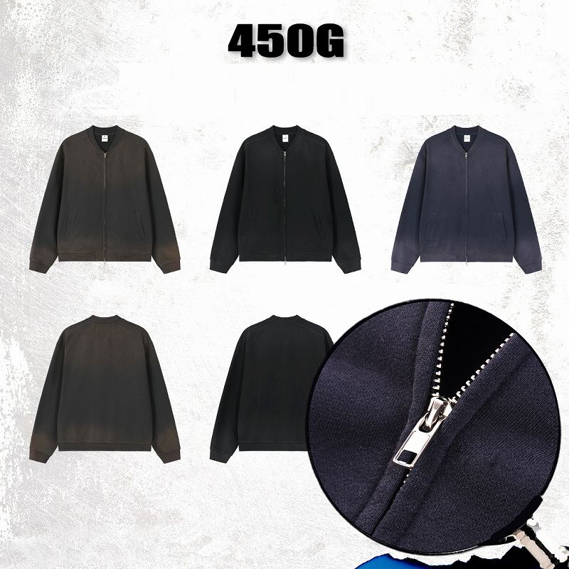 メンズ 裏パイル ジップアップ トップス 男女兼用 ビンテージ風 アウター 秋冬 2026新作 ★全3色