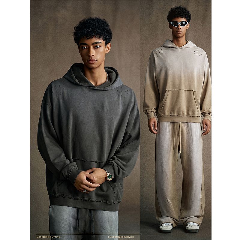 メンズ 絞り染 裏パイル パーカー 男女兼用 ストリート系 秋冬 2026新作★全5色