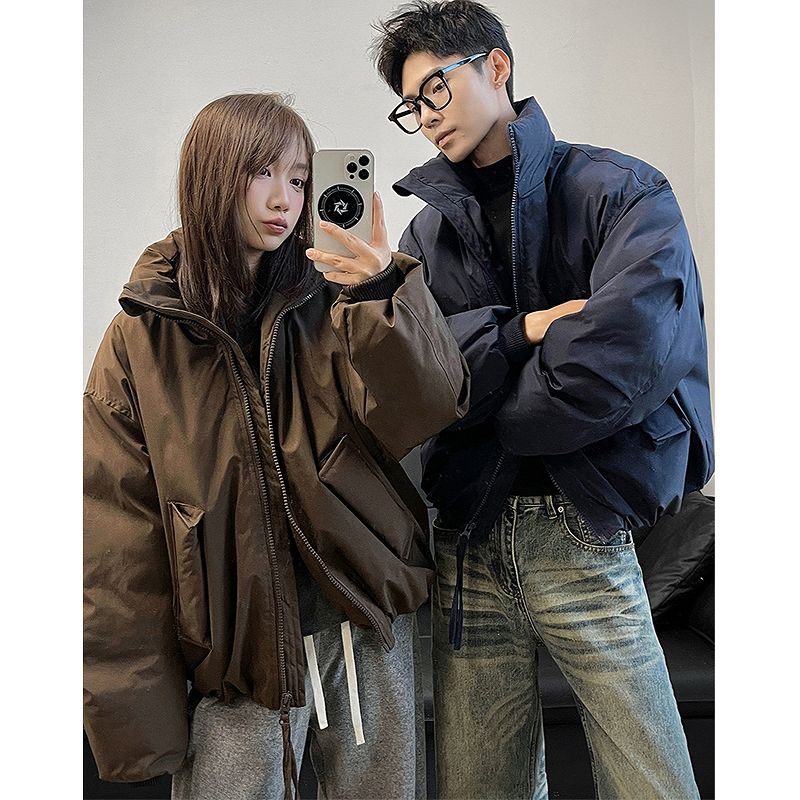 メンズファッション 無地 中綿 ジャケット 男女兼用 ストリート系 防寒アウター 秋冬 新作★全4色