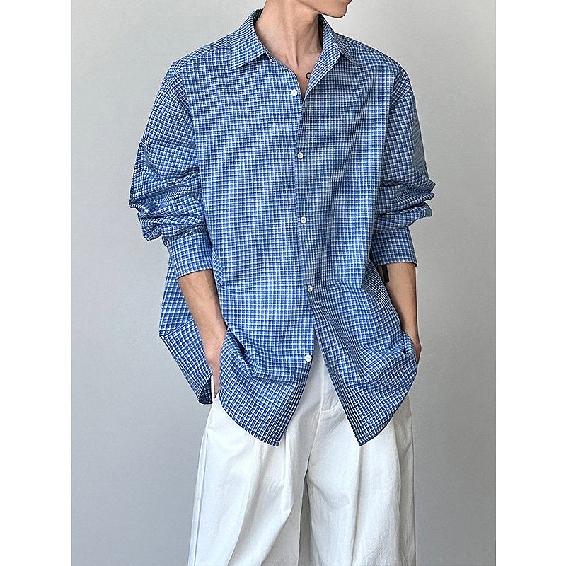 メンズファッション チェック柄 長袖 シャツ 男女兼用 ストリート系 トップス  春秋 2026新作★全2色
