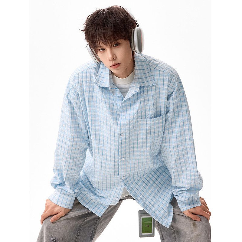 メンズファッション チェック柄 長袖 シャツ 男女兼用 ストリート系 トップス  春秋 2026新作★全2色