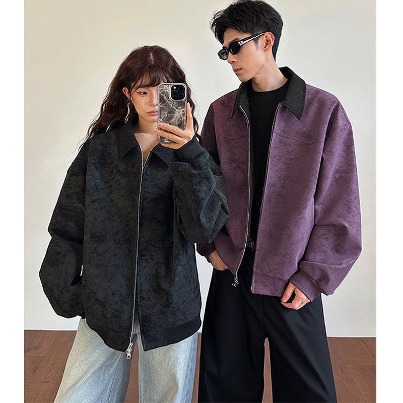 メンズ スエード ジャケット 男女兼用 ストリート系 防寒アウター 春秋 2026新作★全3色