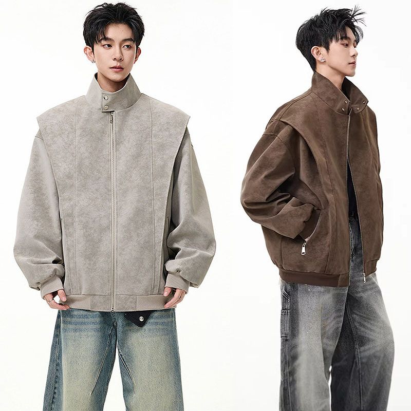 メンズ スエード ジャケット 男女兼用 ストリート系 防寒アウター 春秋 2026新作★全3色