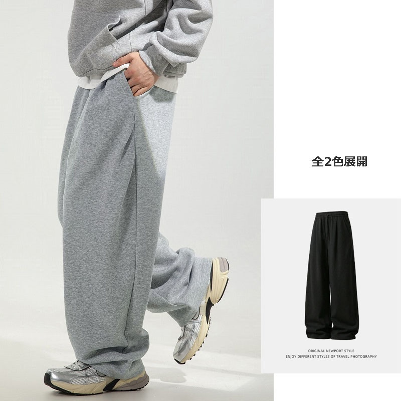 メンズ サイドダブルタック スウェットパンツ ヴィンテージ カーブシルエット フルレングスパンツ★全2色