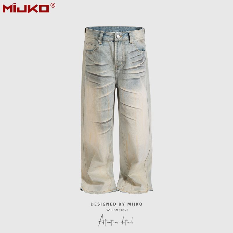 メンズ ビンテージ風 デニム パンツ 男女兼用 ストリート系 ボトムス 春秋 2026新作★