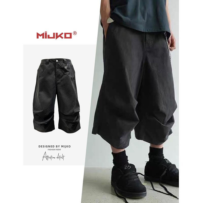 メンズ ワーク風 七分丈 パンツ 男女兼用 ストリート系 ボトムス 春夏 2026新作★
