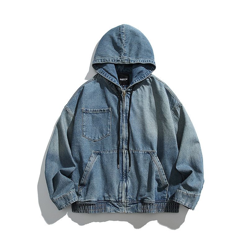 メンズ フード付き デニム ジャケット 男女兼用 ストリート系 アウター  春秋 2026新作★