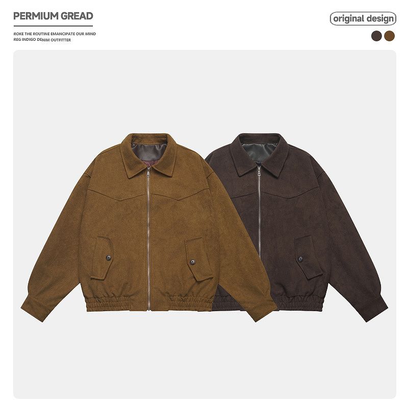 メンズ スエード ジャケット 男女兼用 ストリート系 防寒アウター 春秋 2026新作★全2色