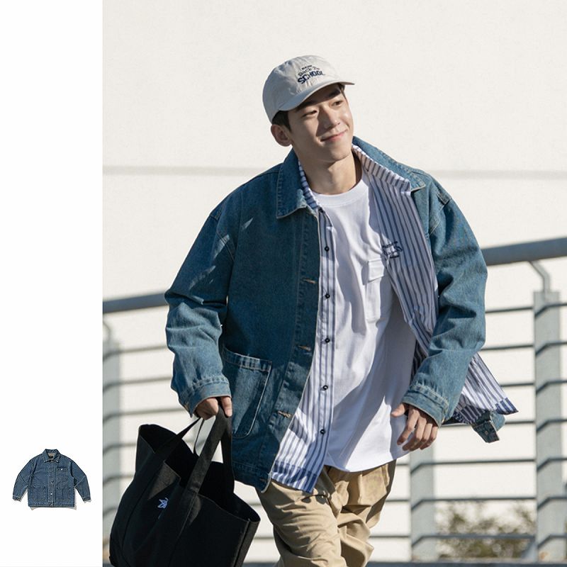 メンズ レトロ風 デニム ジャケット 男女兼用 ストリート系 アウター  春秋 2026新作★
