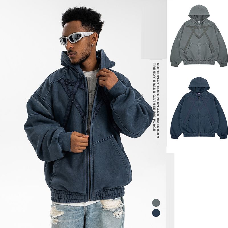 メンズ 裏起毛 ジップアップ パーカー 男女兼用 ストリート系トップス 秋冬 2026新作★全2色