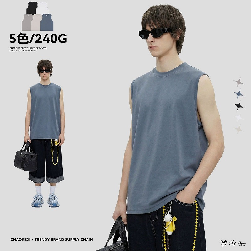 【OEM】メンズ スポーツ吸汗速乾 240g ノースリーブ タンクトップ カジュアル トレーニングウェア★全5色
