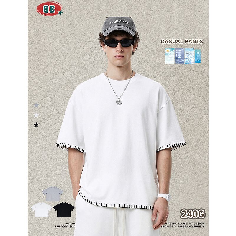 メンズ ボクシーフィット 半袖 Tシャツ 男女兼用 ゆったり カジュアル トップス 夏 2026新作★全3色