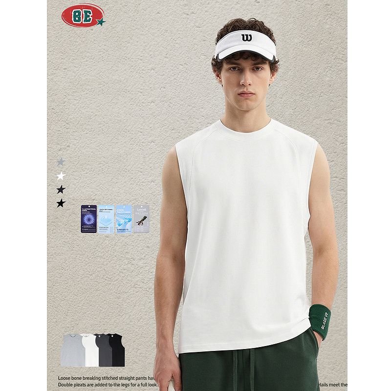 メンズ 冷感 スポーツ風 タンクトップ 男女兼用 カジュアル ノースリーブ トップス 夏 2026新作★全4色