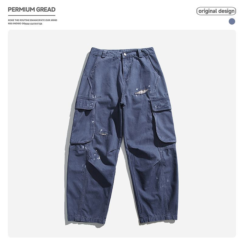 メンズ ビンテージ風 カーゴパンツ 男女兼用 ウォッシュ加工 ボトムス 春夏 2026新作★