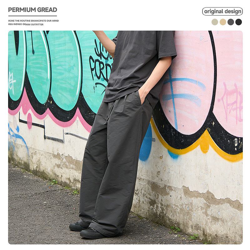 メンズ 無地 ゆったりストレート カーゴパンツ 男女兼用 ワイドシルエット ボトムス 春夏 2026新作★全4色