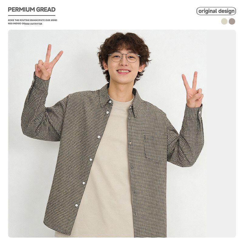 メンズファッション チェック柄 長袖 シャツ 男女兼用 カジュアル トップス 春夏 2026新作★全2色