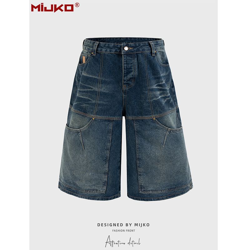 メンズ ウォッシュ加工 デニム ショートパンツ 男女兼用 ストリート系 ボトムス 春夏 2026新作★