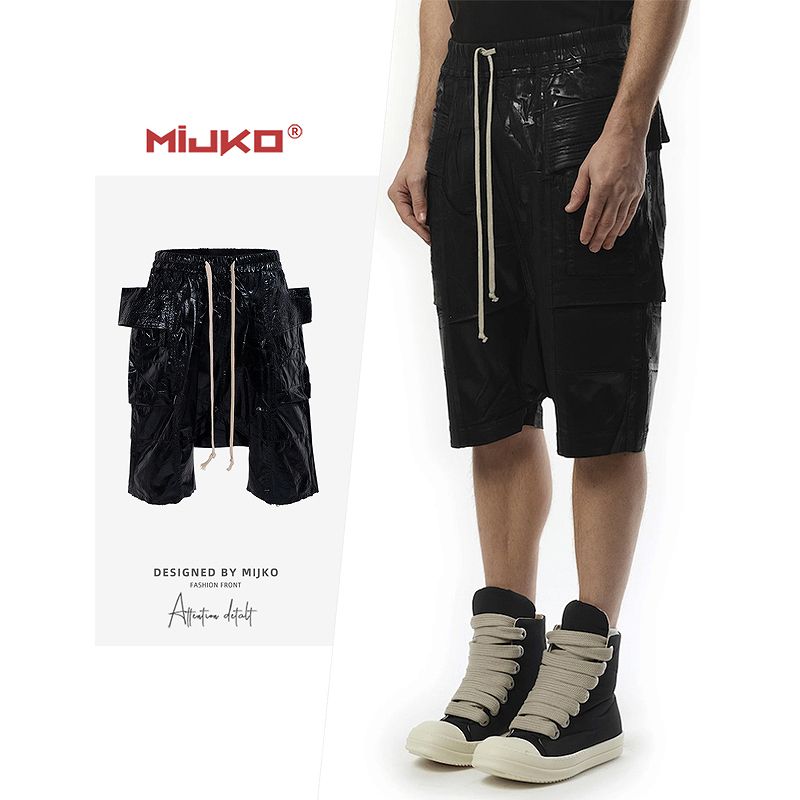 メンズ ワックス加工 デニム ショートパンツ 男女兼用 ストリート系 ボトムス 春夏 2026新作★