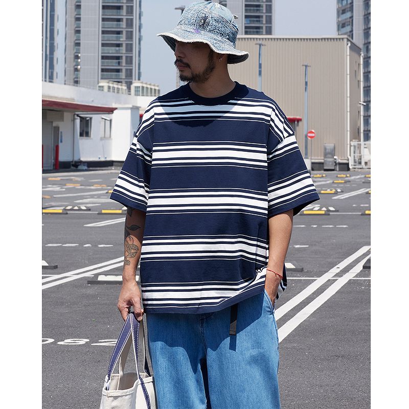 メンズファッション ボーダー柄 半袖Tシャツ 男女兼用 カジュアル トップス 春夏 2026新作★