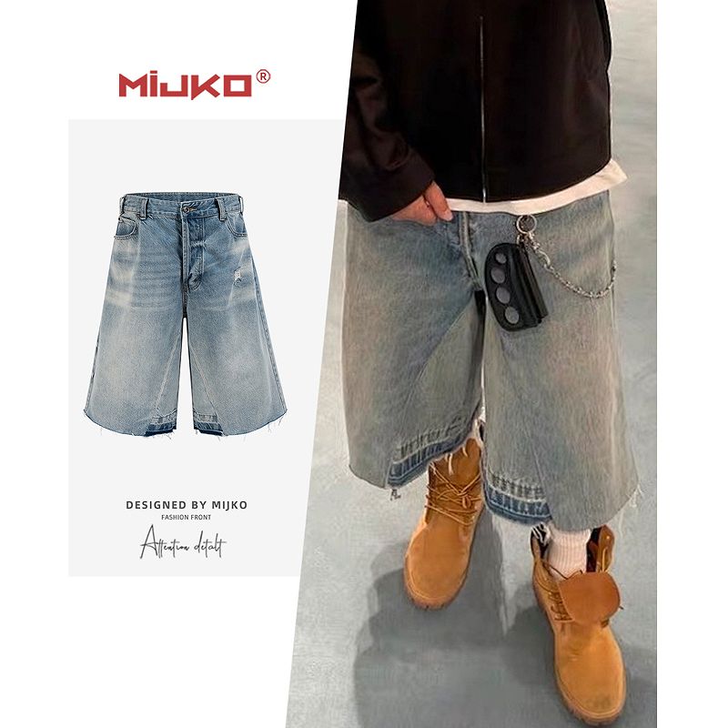 メンズ ビンテージ風 デニム ショートパンツ 男女兼用 ストリート系 ボトムス 春夏 2026新作★