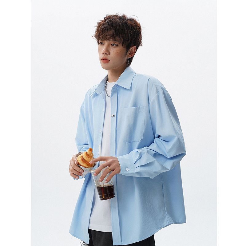 メンズファッション 無地 長袖 シャツ 男女兼用 カジュアルトップス  春夏 2026新作★全4色