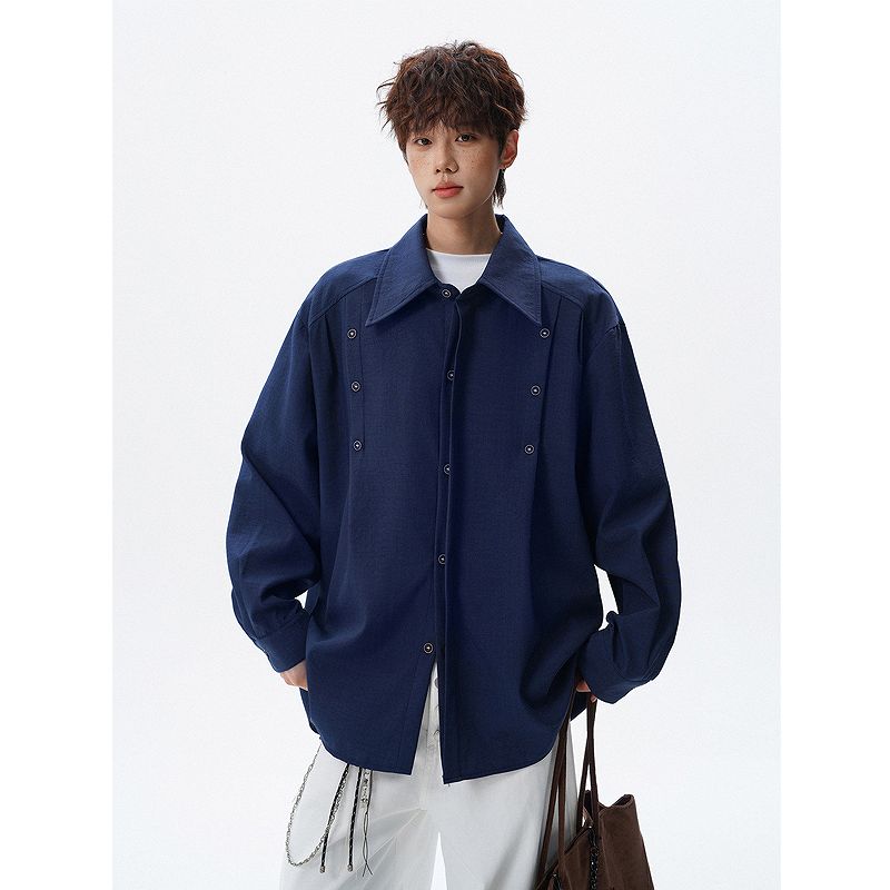 メンズファッション 無地 長袖 シャツ 男女兼用 カジュアルトップス  春夏 2026新作★全3色