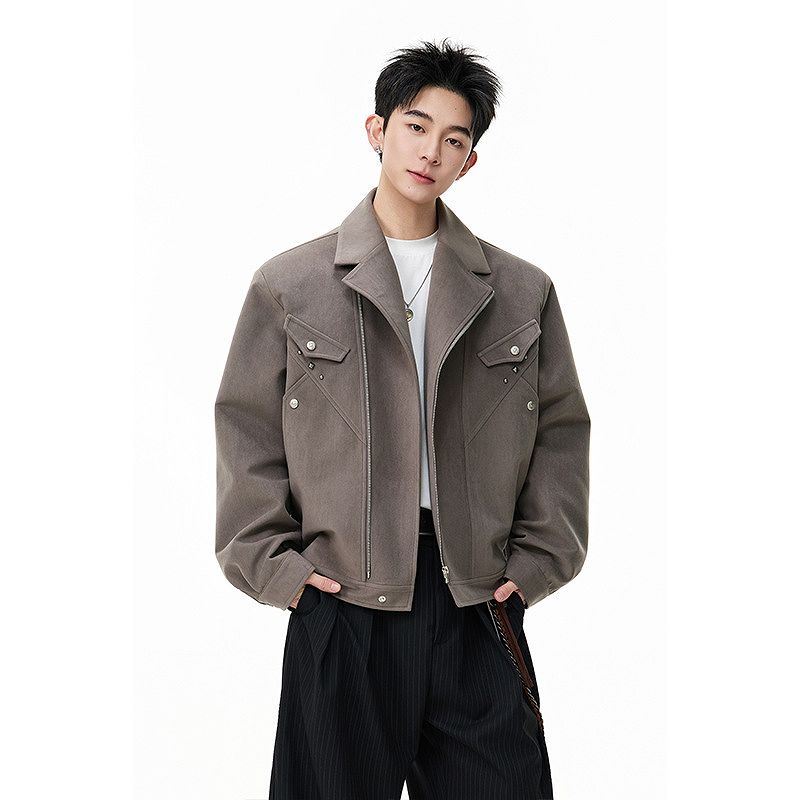 メンズ 斜めジップ ジャケット 男女兼用 カジュアル ショート丈 アウター 春秋 2026新作★全2色