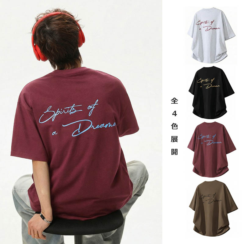 メンズ アメリカンレトロ プリントTシャツ 夏 新作 半袖Tシャツ カップル ペア ゆったり カジュアル★全4色