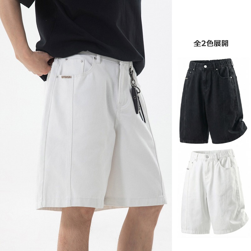 メンズ カーゴショートパンツ 春夏 サイド切替デザイン アメリカンレトロ 五分丈 ハーフパンツ★全2色