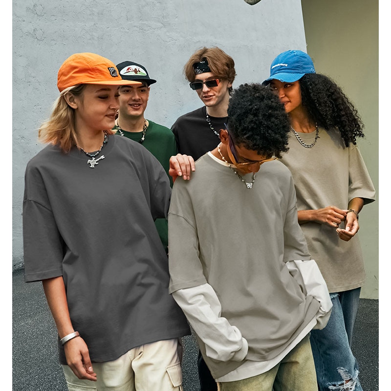 メンズ 260GコットンTシャツ 夏新作 ストリート系 アースカラー 無地 綿100% 半袖トップス★全6色