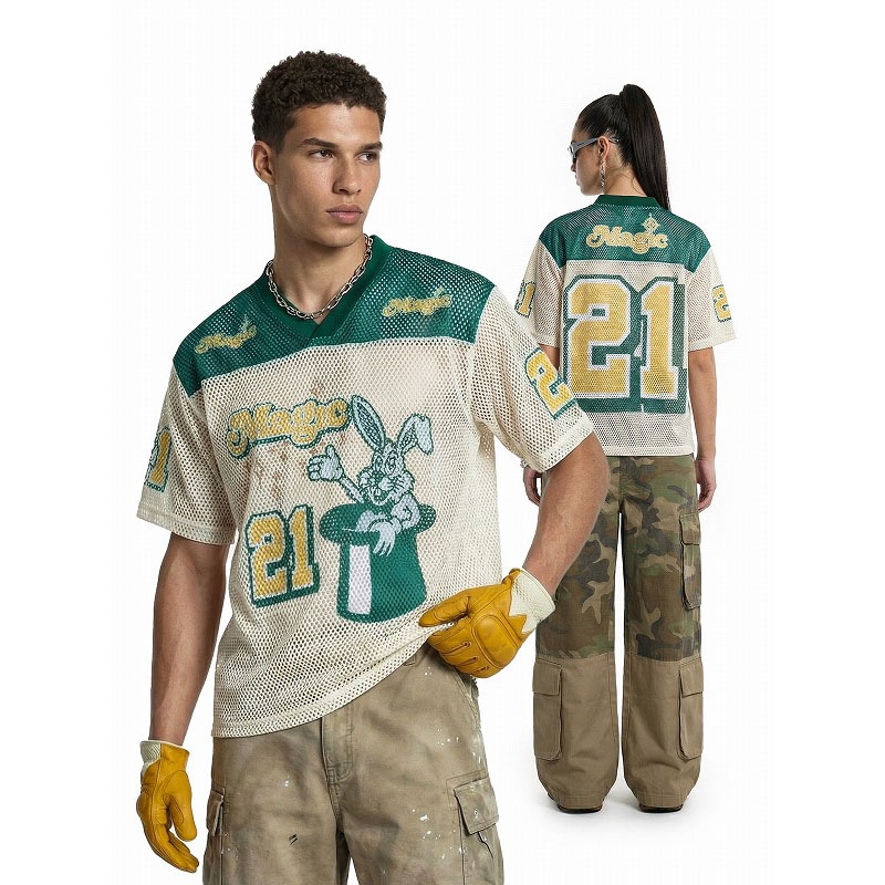 メンズ Vネック半袖Tシャツ ベースボールシャツ プリント メッシュ 透気性 スポーツユニフォームトップ★