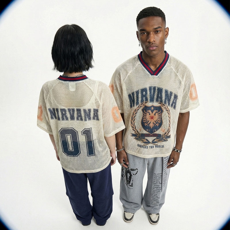 メンズ プリント ベースボールシャツ 夏 アメリカンスタイル ルーズフィット 半袖Tシャツ ユニセックス★